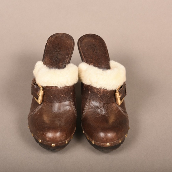 Michael Kors Brown Leather & Faux Fur Heels - Picture 2 of 9